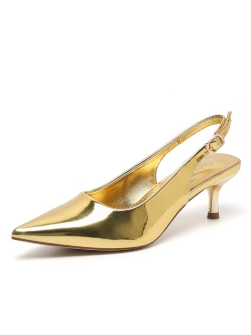 Kitten Heel Slingback Pumps Pointed Toe Heeled Sandals PU Comfortable